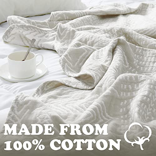 Jinchan Boho 100% Cotton Blanket Muslin Lightweight Twin Throw Blanket For Couch Soft Cozy All Season Blanket 3-Layer Throw Cotton Coverlet Blanket For Bedroom Living Room Decor Light Grey 60”X80“ #TOP1