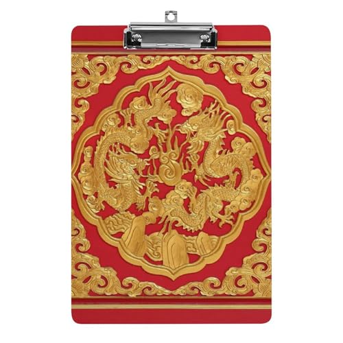 Porte-bloc format A4 Dragon Doré avec planchettes à pince pour bureau