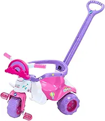 Magic Toys Triciclo Infantil Motoca Empurrador Raibow Rosa