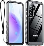 Justcool for Samsung Galaxy S25 Plus Case Waterproof,Built-in Lens & Screen Protector, Full Heavy Duty Protection, 12FT Military Shockproof, Dustproof, Anti-Scratched Phone Case,Black/Clear