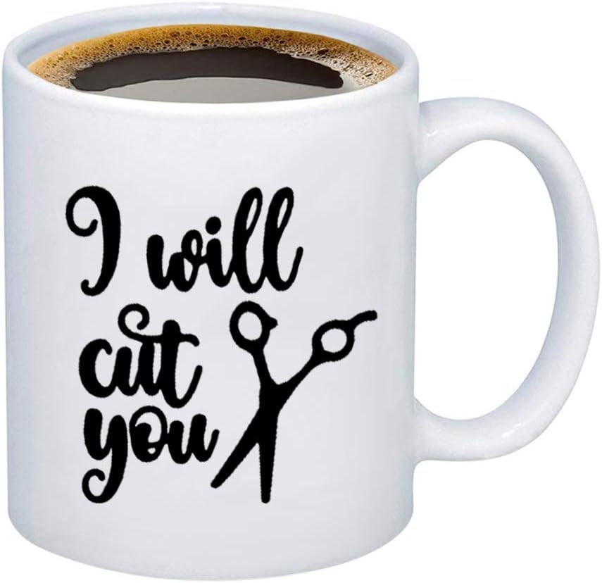 Bеѕt Cуbеr Dеаlѕ 🔥 HOLLP Hairdresser Coffee Mugs Hair Stylist Gift I Will Cut You Hairdresser Cups Scissor Pattern Mugs Barbershop Supplies (Mug)