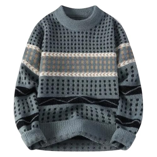 Men's Winter Knitted Warm Pullover Casual Loose Striped Sweater