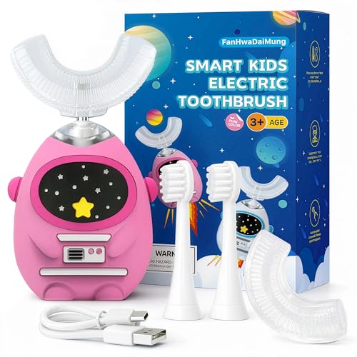 Brosse à dents électrique en forme de U pour enfants nettoyage 360 et minuterie intelligente