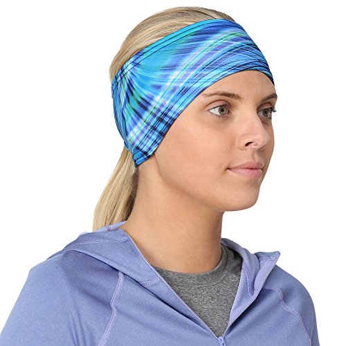 TrailHeads Women's Print Ponytail Headband - Made in USA - deep dive blue