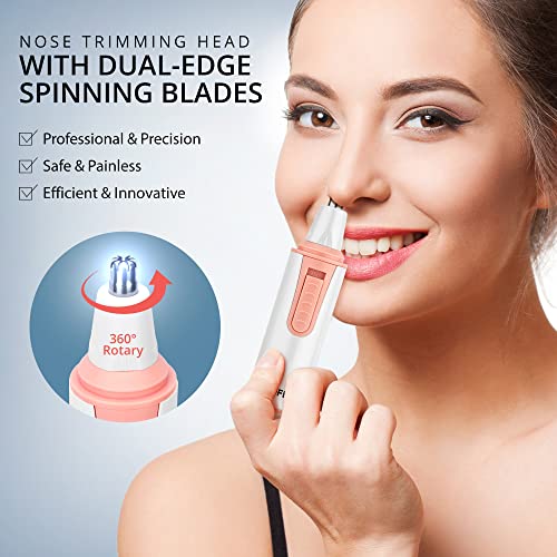Nose Hair Trimmer & Eyebrow Trimmer For Women, 2 In 1 Trimmer For Women Professional Painless Ear And Nose Trimmer With Ipx5 Waterproof, Battery, Womens Nose Hair Trimmer For Nose, Ear, Eyebrow, Arms #TOP2