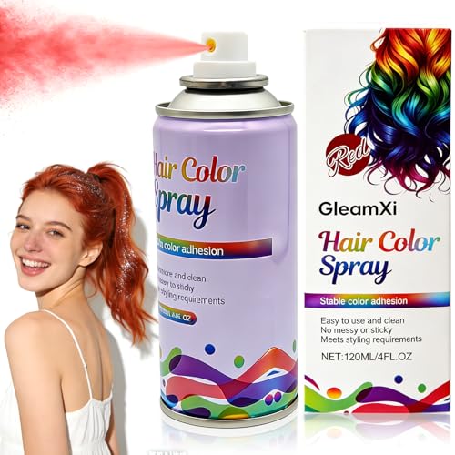 Spray de color de pelo rojo, espray temporal de color rojo, spray para el pelo, color para el pelo, para niños y adultos, carnaval, cosplay, Navidad, Halloween (120 ml)