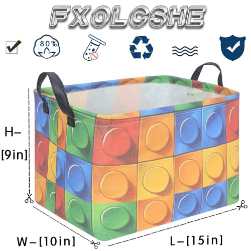 Image of FXOLCSHE Building brick Basket,Building block book storage box,Laundry hamper,Waterproof foldable Kid's laundry basket,Shelf box,Baby Room decor(Building block)
