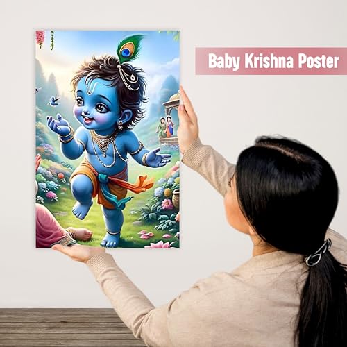 Image of Twinster Bal krishna Posters Photo for Pregnant Women, Baby Poster Self Adhesive (Size 45 cm by 30 cm) Pack of 1 (Design 23)