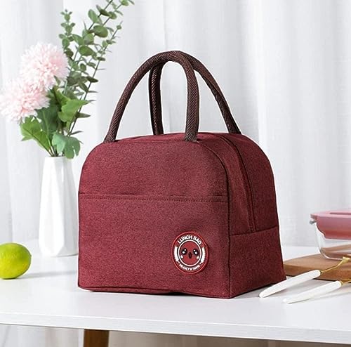 Image of Lunch Bag for Office Women Tiffin Box Bag Lunch Bag Thermal Insulated Waterproof and Reusable Lunch Bag for Men Women Office, School and Travel (Red, Solid)