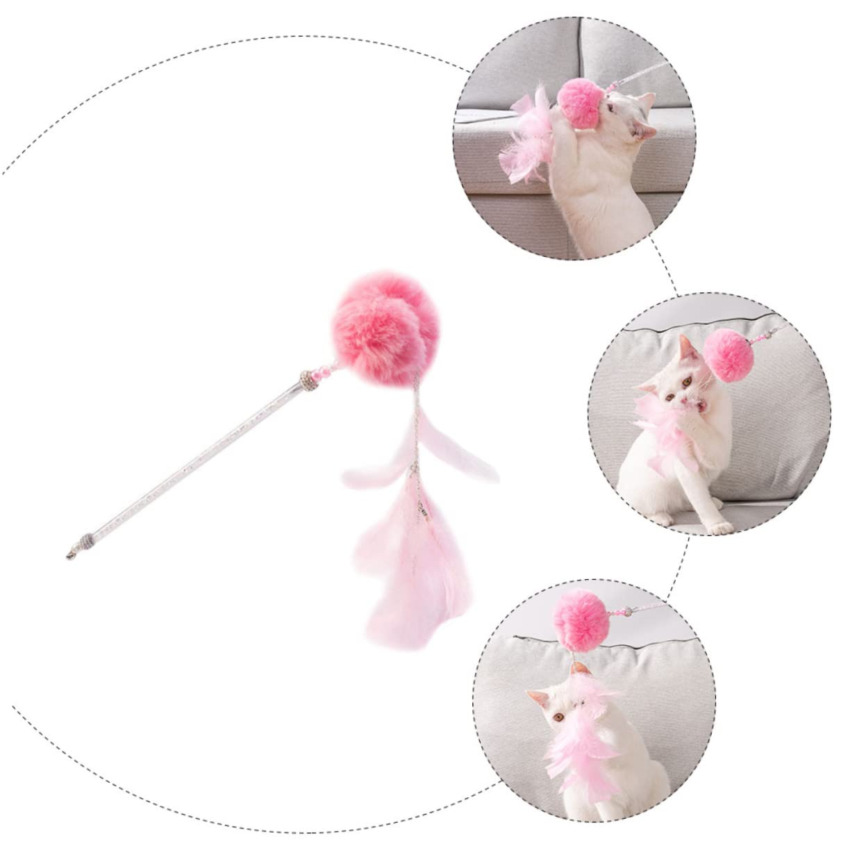 DOITOOL 6piezas Bastones De Juguete para Gatos Juguetes Interactivos para Estimulación y Diversión De Gatitos Rosa