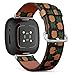 CJBROES Replacement Leather Watch Band, Compatible with Fitbit Versa 3 and Fitbit Sense of Wristband Bracelet Accessory - Pineapple on Dark