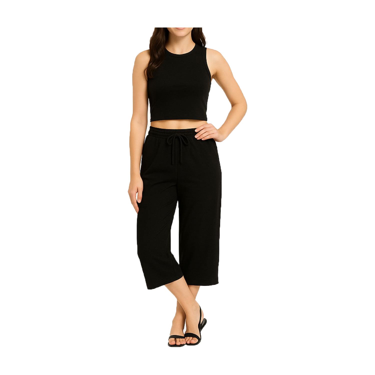 brand flex Womens Cotton Plain Loosefit Capri, 3/4th Capri, Trousers For Girls (Pack Of 1) Black-picture-12