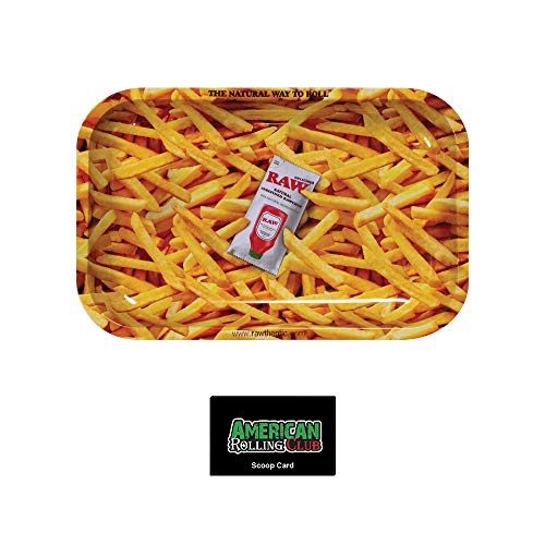 RAW Rolling Papers French Fry Rolling Tray with American Rolling Club Scoop Card (Small)
