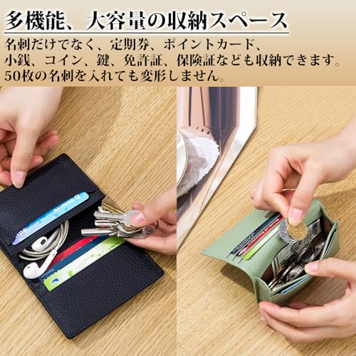 Bearneko 名刺入れ 本革 2つ折り 大容量