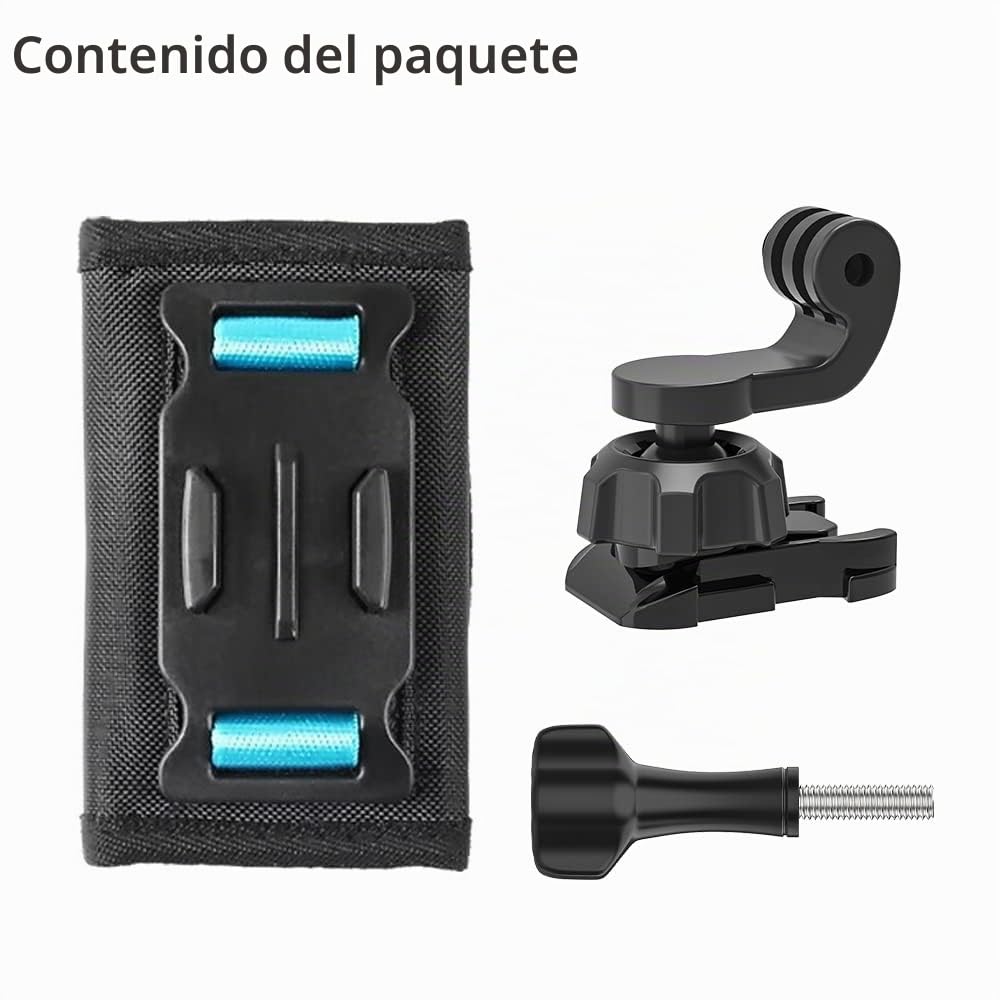 Soporte de Correa de Hombro para Mochila con Gancho Universal en J Compatible con GoPro Hero 13/12/11/10/9/8/7/(2018)/6/5 Negro, dji Osmo Action 5 Pro 4 3 2 y la mayoría de cámaras de acción