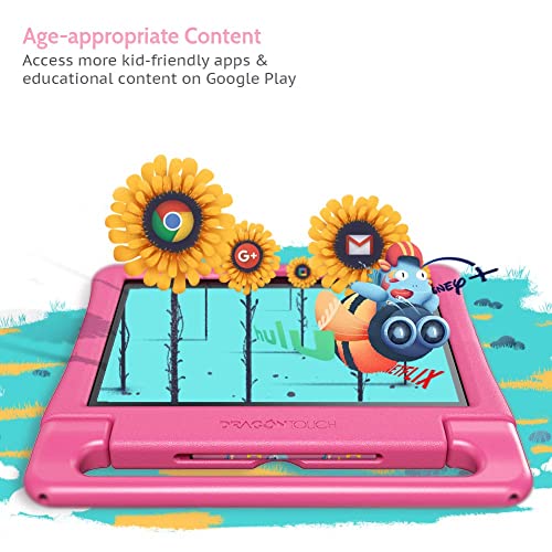Dragon Touch Kidzpad Y88X 10 Kids Tablets, 32Gb Rom, Quad-Core Processor, 10.1 Ips Hd Display, Android 9.0 Pie, 5G Wifi, Hdmi Port, Kidoz Pre Installed With Kid-Proof Case, Straps And Stylus - Pink #TOP5