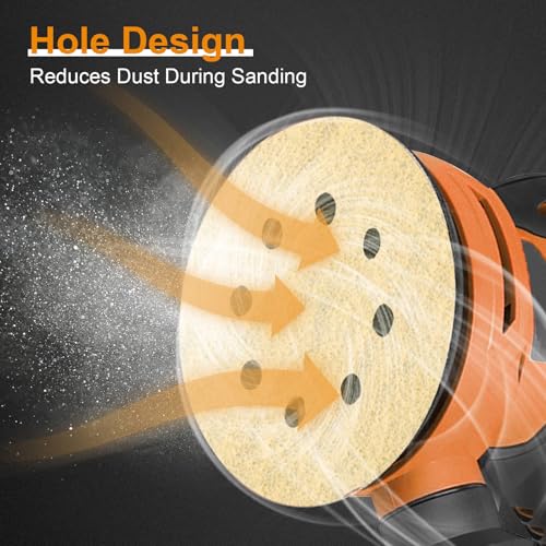 Image of 100PCS 5 Inch Sanding Discs, 8 Hole Hook and Loop 80 Grit Sandpaper, Round Sand Paper for Random Orbital Sander