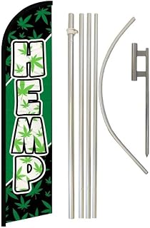 Hemp Green Advertising Windless Banner Flag & Flag Pole Kit & Ground Spike