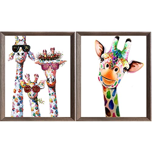 VEGCOO - VEGCOO 2 Packs Embroidery Cross Stitch Kits for Adults Beginners, Giraffes Pre Printed Embroidery Cross Stitch Kit 11CT Needlework Kit DIY Artwork for Adults Home Decor or Gifts (30 × 40 cm)