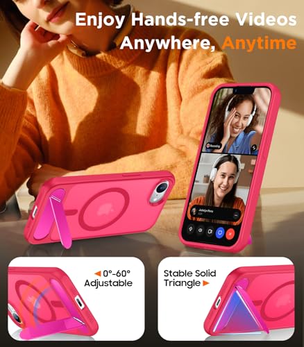Image of Magnetic Compatible with iPhone 17e Case & iPhone 16e Case,[Built-in Invisible Kickstand][Compatible with MagSafe][Military Grade Shockproof] Slim Translucent Matte Case for iPhone 16e /17e 6.1 inch