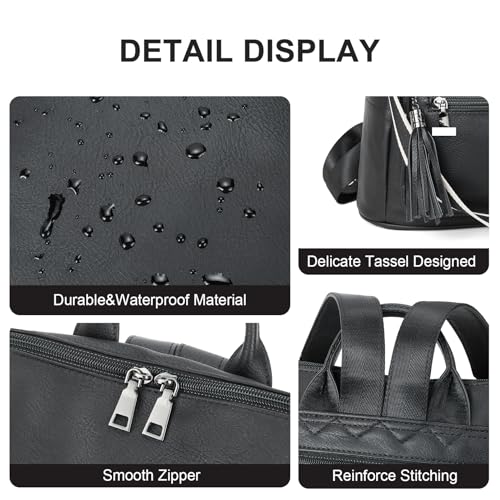 Image of Telena Womens Backpack Purse Vegan Leather Large Travel College Shoulder Bag with Tassel