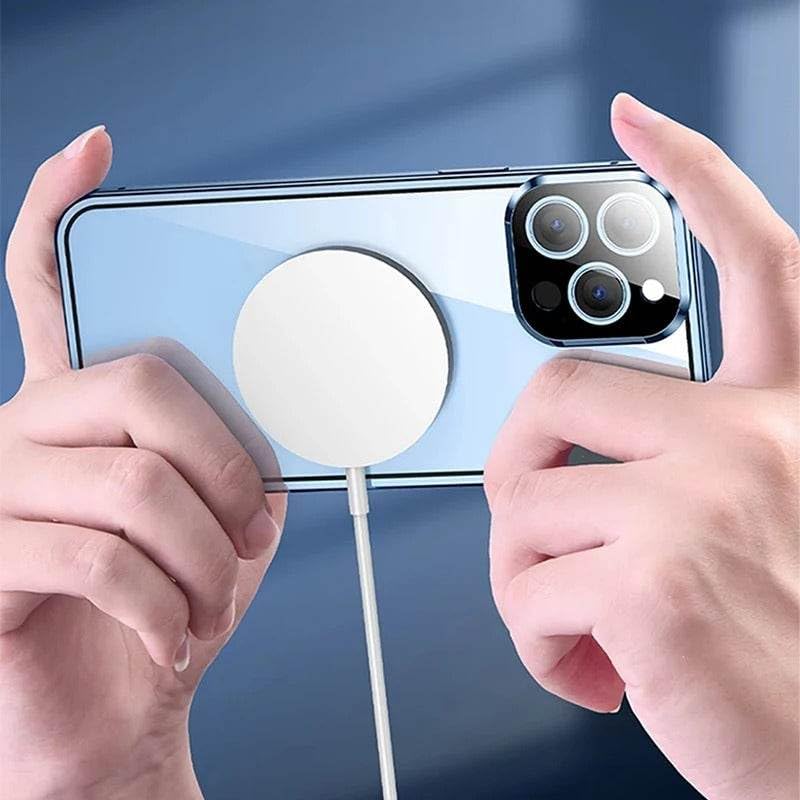 Image of MILLION CASES Back Cover Case for iPhone 15 Pro Shockproof Protective Aqua Cage Twin Glass TPU Case for Men & Boys(Silver)