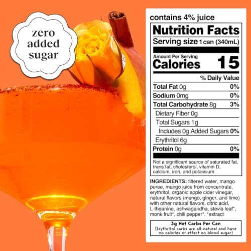 Moment Adaptogen Drink (Shark Tank) | Non-Carbonated Non Alcoholic Drinks | Spiced Mango | L-Theanine & Ashwagandha for Calm & Clarity | 0 Added Sugar, 0 Caffeine | 12-pack