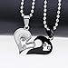 Uloveido Stainless Steel Mens Womens Couple Pendant Necklace Love Heart CZ Puzzle Matching Fashion Jewelry Stores (Black) SN102
