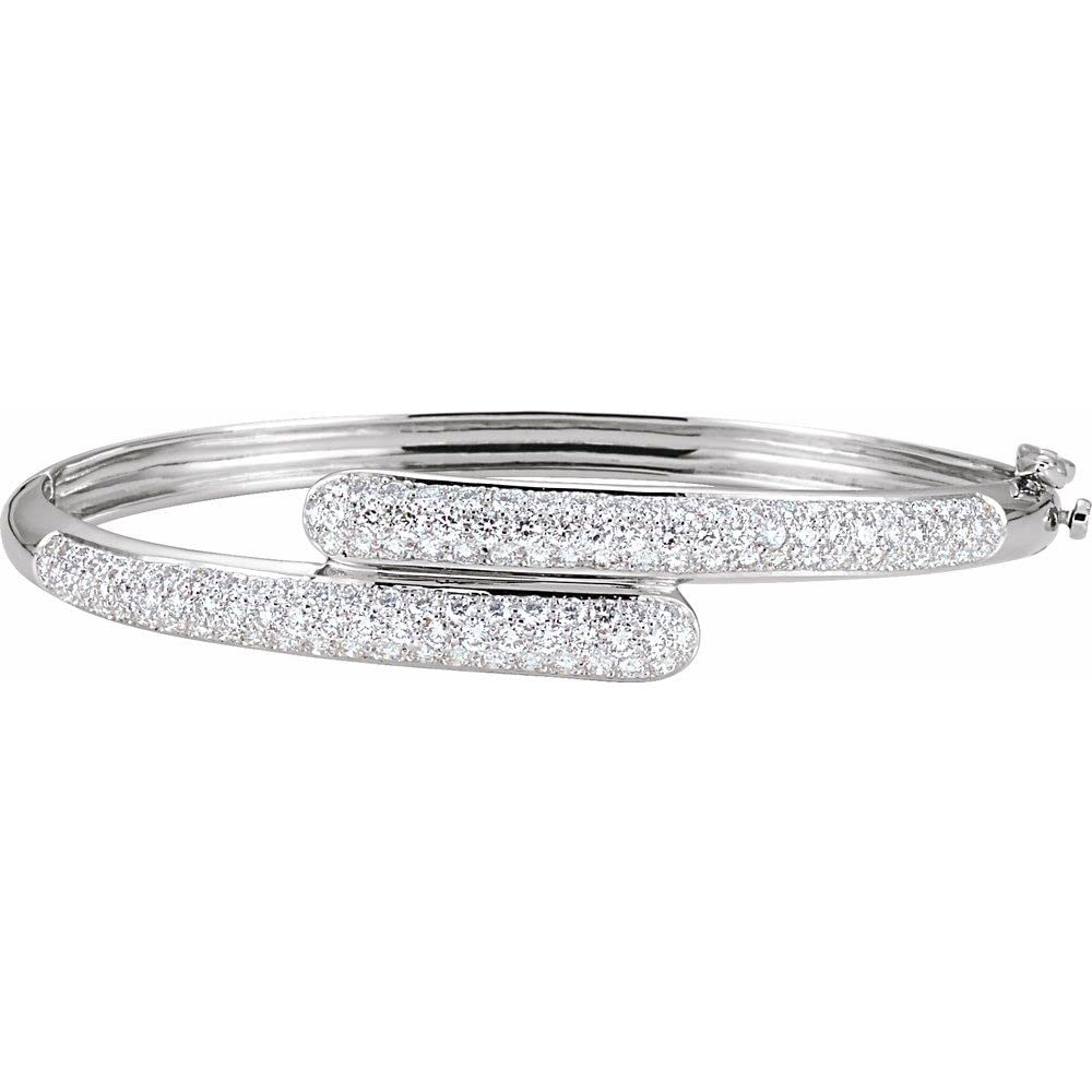 Sonia Jewels Solid 14k White Gold 3 Cttw Diamond Bangle Bracelet Width 11 8mm