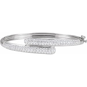 Sonia Jewels Solid 14k White Gold 3 Cttw Diamond Bangle Bracelet Width 11 8mm