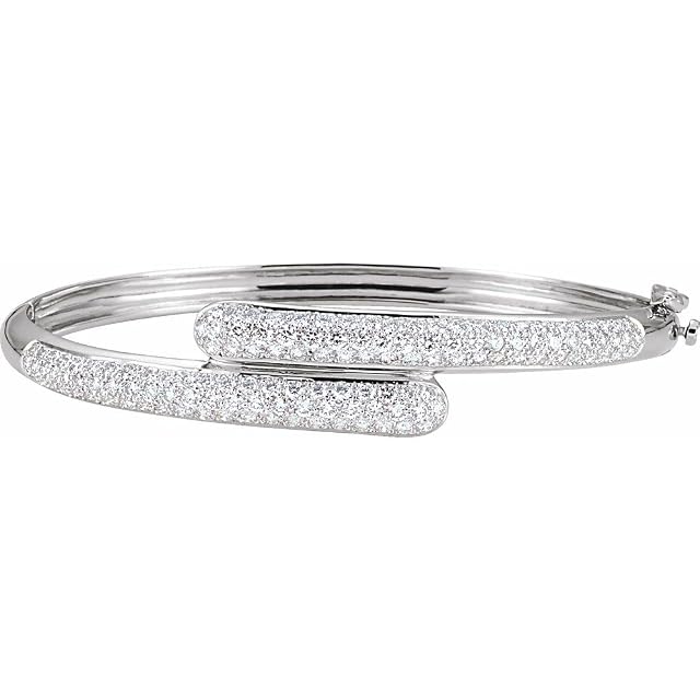 Sonia Jewels Solid 14k White Gold 3 Cttw Diamond Bangle Bracelet Width 11 8mm