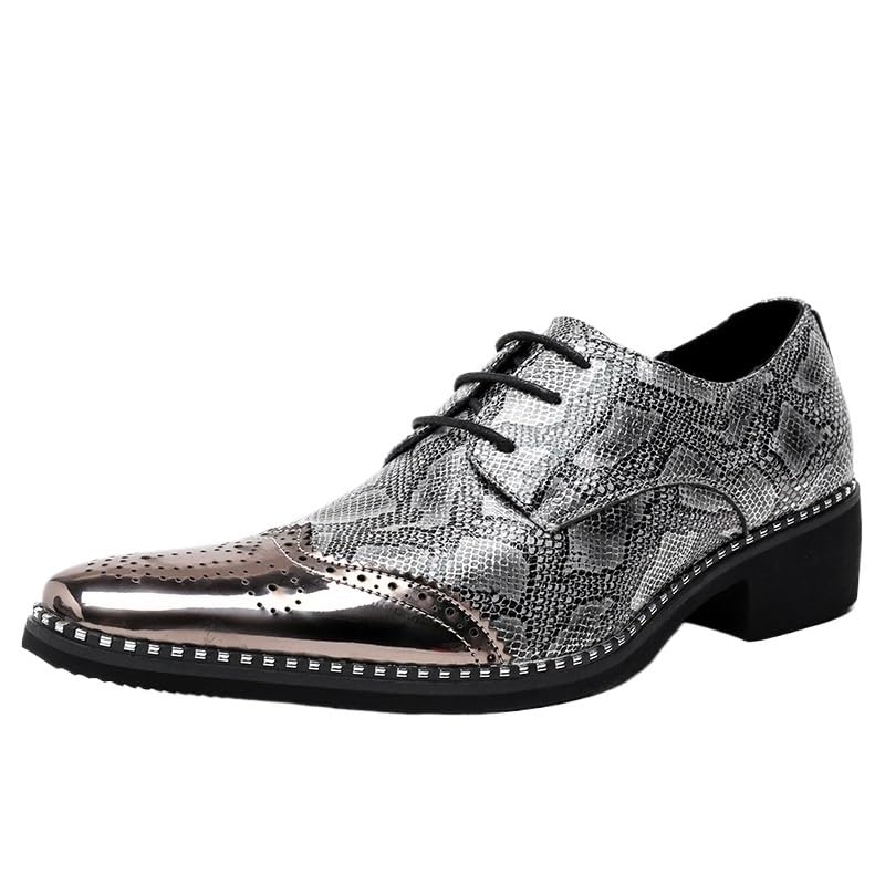 All-Match Snakeskin Polished Dress Shoes Men's Comfortable Stylish Wingtip Slip-Resistant Sole