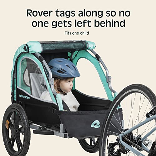 Retrospec Rover Kids Bicycle Trailer - Single & Double Passenger Children’s Foldable/Collapsible Tow Behind Bike Trailer with 16" Wheels, Safety Reflectors & Rear Storage Compartment - Blue Ridge by Retrospec - Image 2