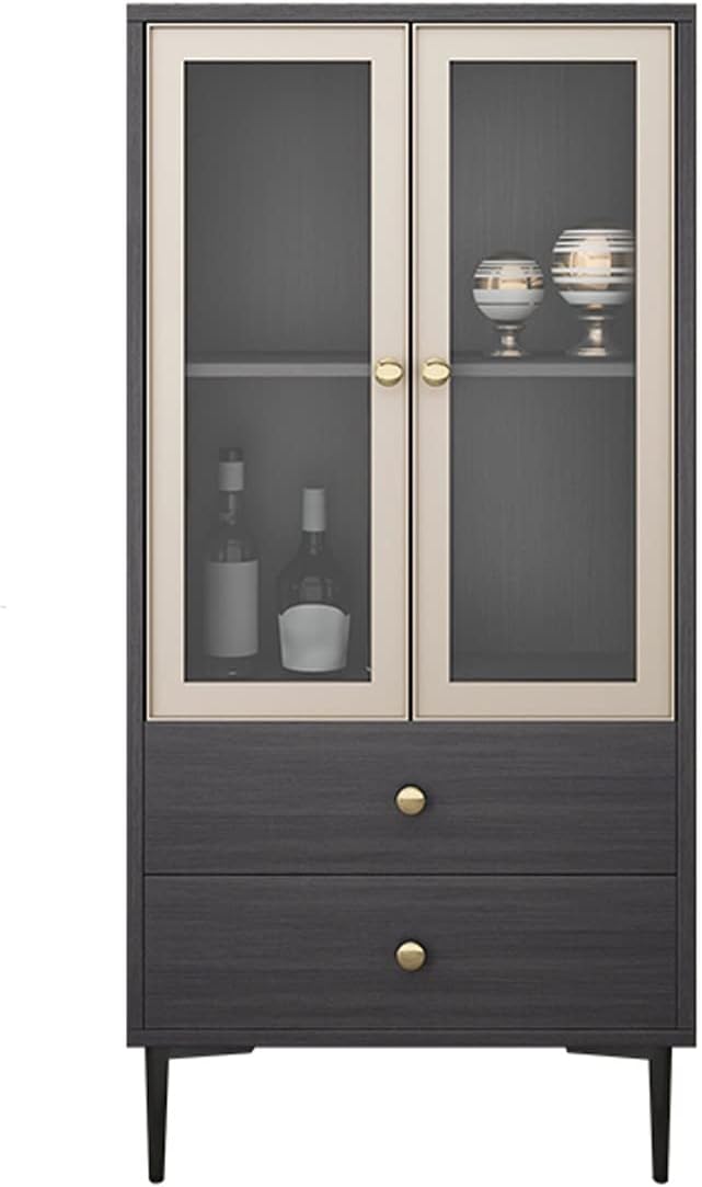 Wine Cabinet Living Room Simple Glass Drawer Bar Cabinet Sideboard Light Luxury Small Wine Storage Rack with Drawers Floor Bar Cabinet (Size : L) ()