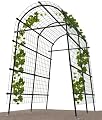 Garden Arch Trellis 7FT Extra Tall Polyethylene-Coated Stainless Steel Garden Trellis for Climbing Plants Outdoor Garden Trellis Arch for Cucumber Trellis | Gardening Trellis with Clips (Black)
