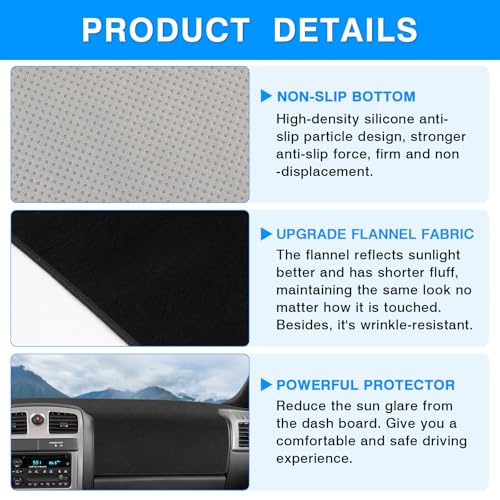 Image of Autorder Dashboard Cover Mat for Chevy Chevrolet Colorado /GMC Canyon 2004-2012 Accessories Dash Cover Upgrade Flannel Dash Mat Sunshade Glare UV Rays Protector