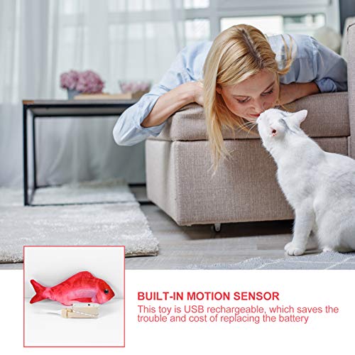 TOYANDONA Brinquedo elétrico para gatos e peixes, brinquedo de mastigar interativo para gatos, gatos