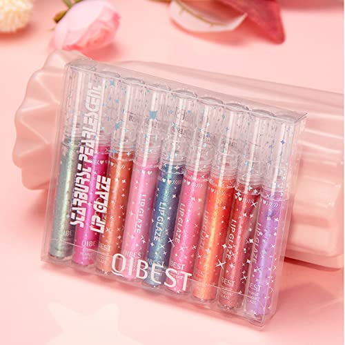 Miaritick 9 Colors Glitter Lip Gloss Set, Metallic Colors Lipstick Set, Diamond Shimmer Lip Glaze Set, Long Lasting/ Waterproof Shining Lip Gloss Set #TOP5