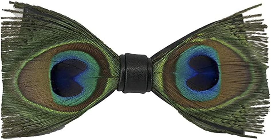 Men's Pre-Tied Bow Tie Handmade Natural Feathers Bowtie Adjustable Length Necktie