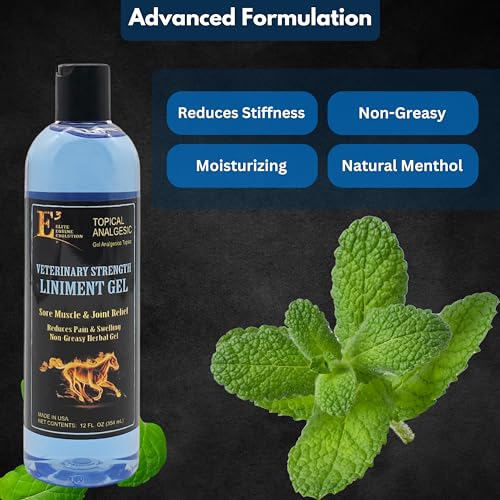 image for E3 Liniment Gel for Horses, 12oz - Fast Acting Pain Relief, Soothes So