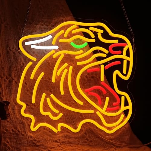 Image of Tiger Neon Sign Dimmable Cool Roaring Tiger Neon Light for Wall Decor USB Powered Wild Animal Led Light Signs for Game Room Man Cave Zoo Bedroom