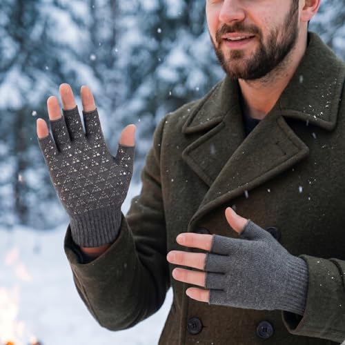 Image of Half Finger warm Woolen Winter hand gloves for men and women /woolen gloves /winter gloves