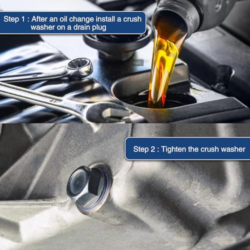 Image of 100-Pack 90430-12031 Oil Drain Plug Gaskets Replacement for Toyota Lexus Scion Crush Washer Seals Replaces# 9043012031 Aluminum