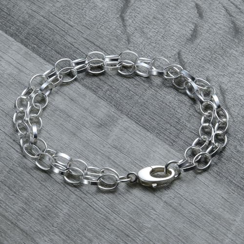 Layered Chain Charm Bracelet in Sterling Silver 8.0 inches2