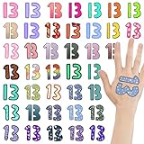 40 Pcs Hand Tattoos 13 Temporary Tattoo, Lucky Number 13 Temporary Tattoo, 13 Hand Tattoo, Star Temporary Tattoos, Party, Concert Accessories for Singer Coachella Birthday Party Accessories
