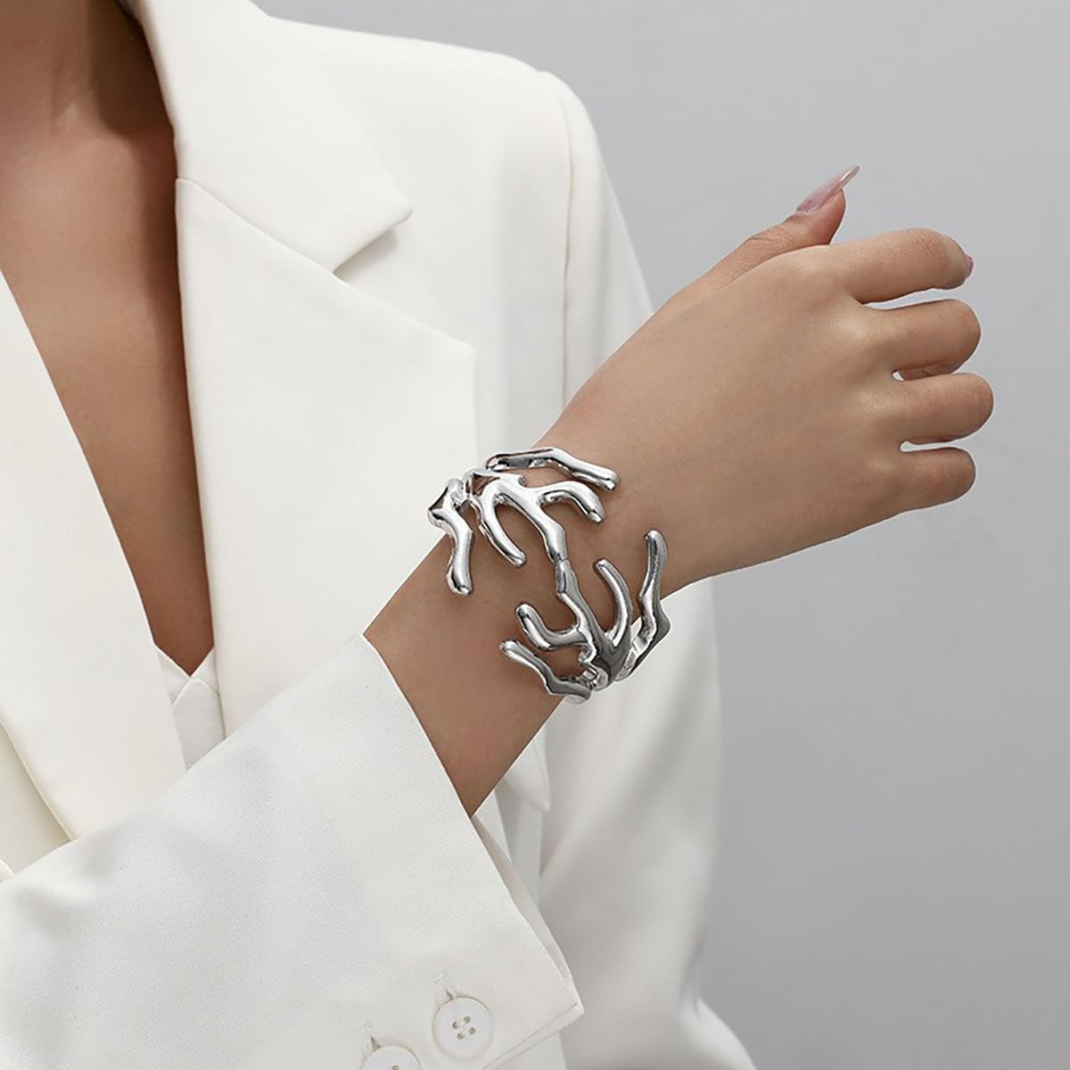 Chunky Gold Bangle Bracelet for Women Irregular Statement Bracelet Thick Cuff Bangle Trendy Wide Wrist Cuff Bracelets Fashion Dainty Jewelry Gift - Image 2