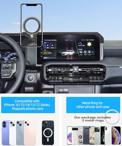 Image of Car Phone Holder for 2024 2025 2026 Toyota Land Cruiser LC250 Accessories | 8 /12.3-inch Screen Clip-On MagSafe Strong Magnetic Cell Phone Mount, 360 Rotatable Hands-Free Holder,Not Block Air Vents