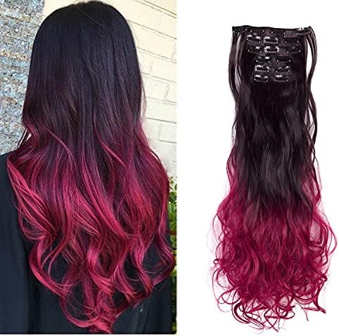 CULKET 24 inch Hair Extensions Clip in Hair Extensions Clip in Natural Hair Extensions 6 PCS Curly Wave Ash Blonde Mix Bleach Blonde