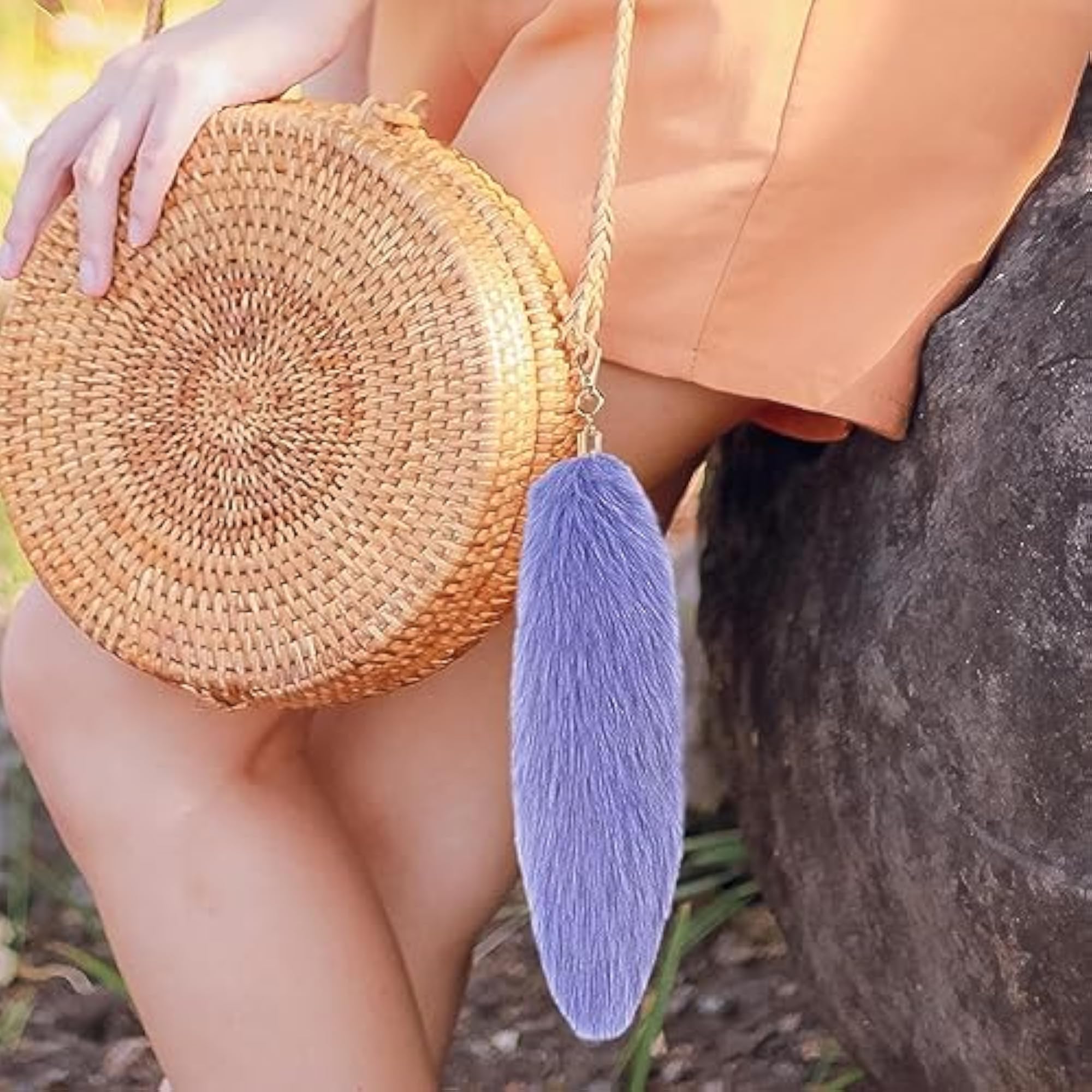 Faux Fur Tails Pendant Keyring Charm for Handbags