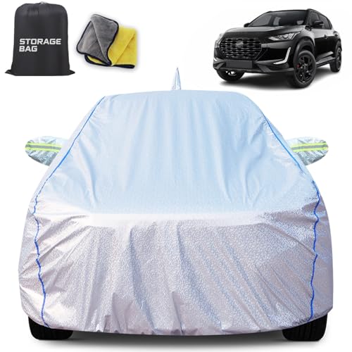 Image of for Nissan Magnite 100% Waterproof Car Cover for All Weather Protection with Mirror Pockets, Soft Cotton Lining, Triple Stitched with Adjustable Belt Bottom Elastic to Secure Fit